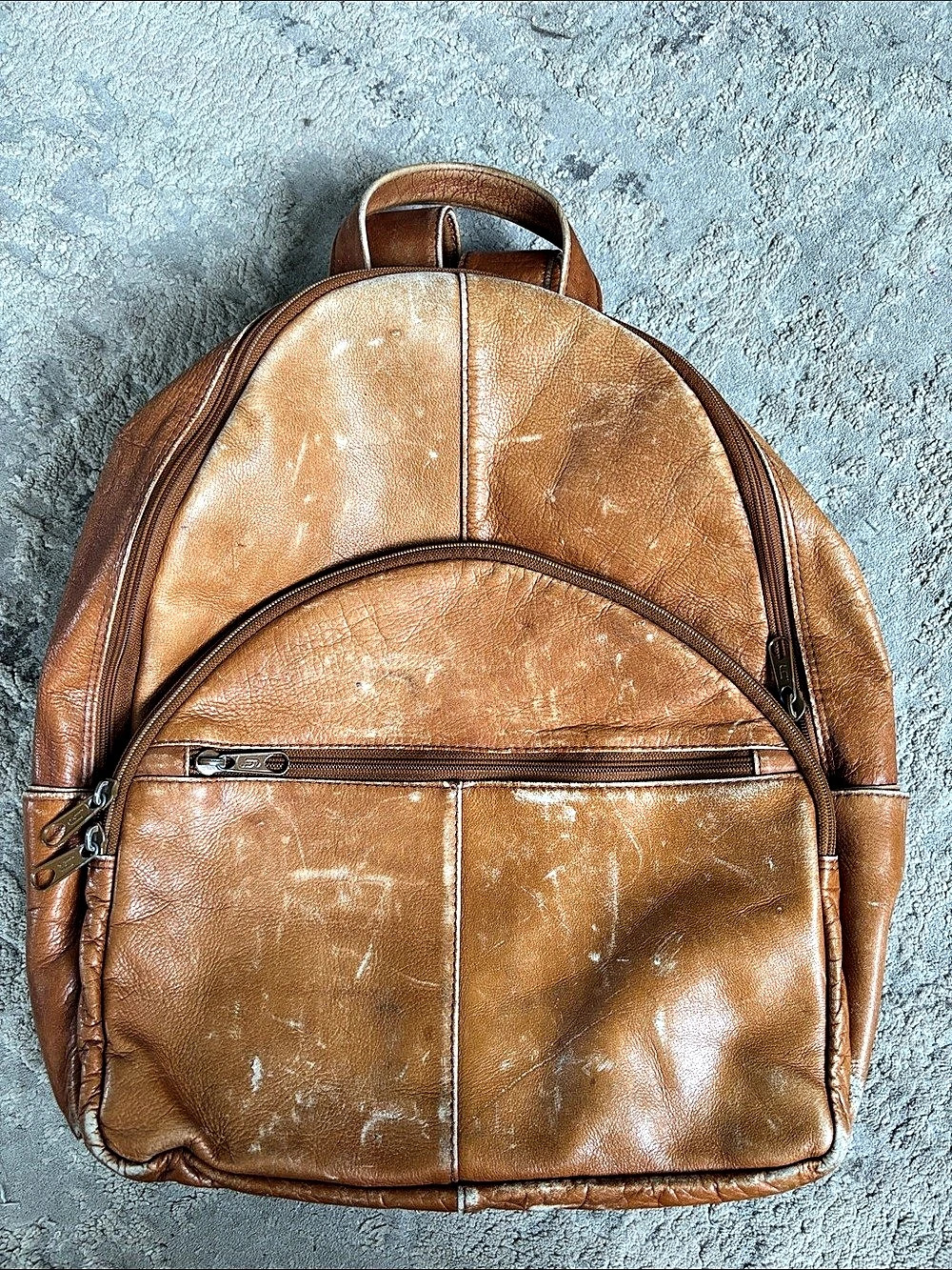 vintage Leather Backpack in Brown made in Columbia